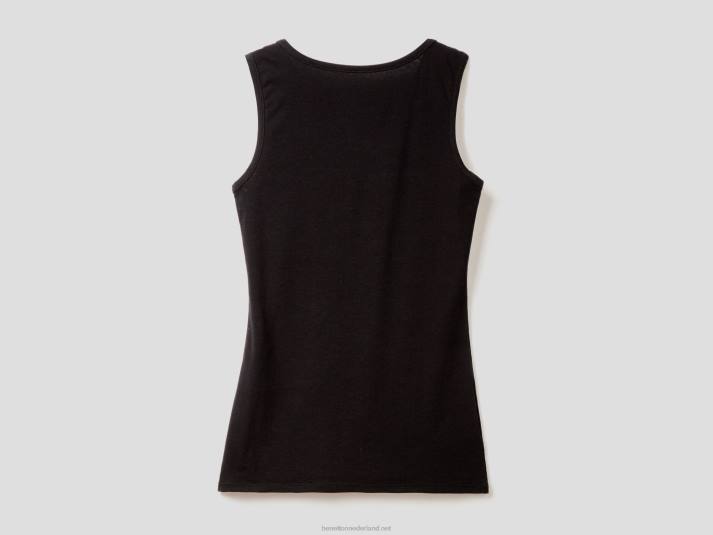 vrouwen Benetton superstretch tanktop met kant zwart 4R624346