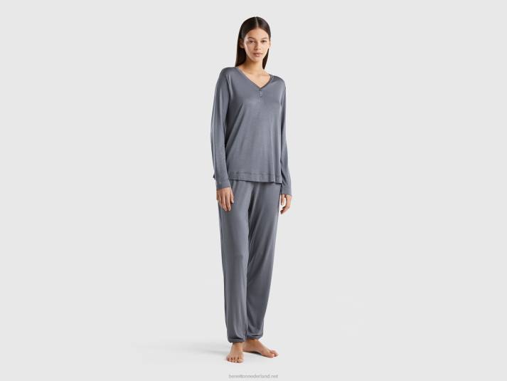 vrouwen Benetton t-shirt van duurzame viscose met stretch grijs 4R621014