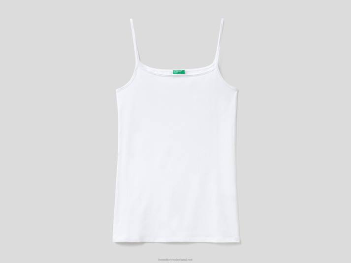 vrouwen Benetton tanktop van biologisch stretchkatoen wit 4R624318