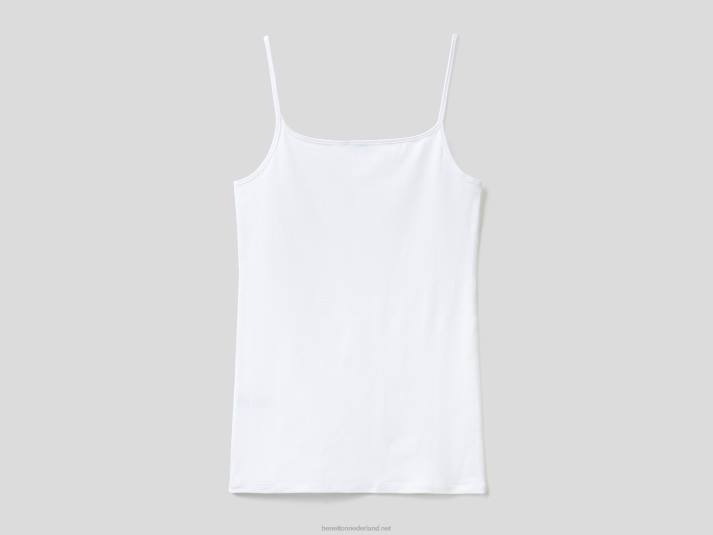 vrouwen Benetton tanktop van biologisch stretchkatoen wit 4R624318