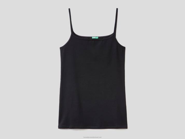 vrouwen Benetton tanktop van biologisch stretchkatoen zwart 4R621092