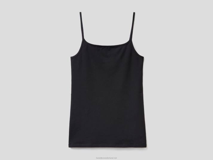 vrouwen Benetton tanktop van biologisch stretchkatoen zwart 4R621092
