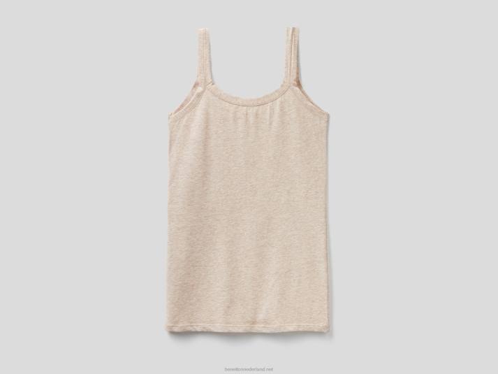 vrouwen Benetton tanktop van superstretch biologisch katoen beige 4R621077