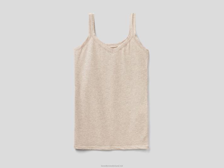 vrouwen Benetton tanktop van superstretch biologisch katoen beige 4R624306