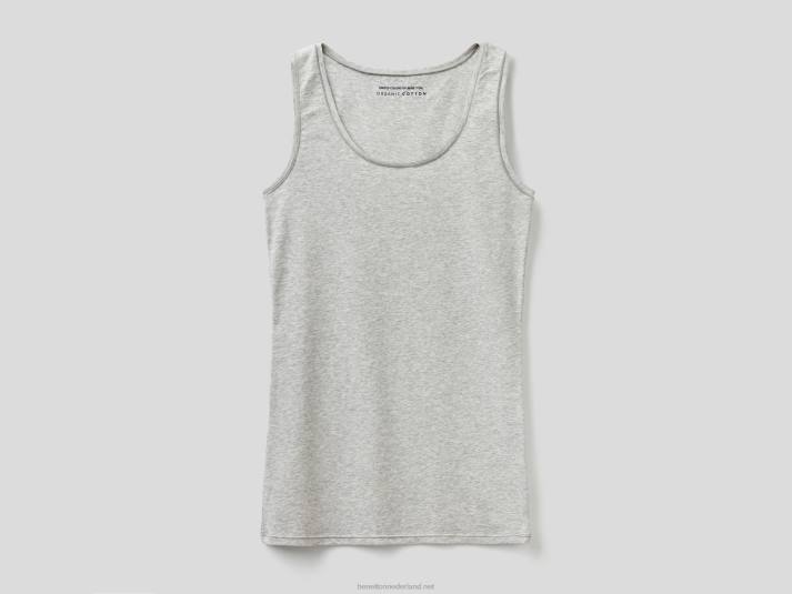 vrouwen Benetton tanktop van superstretch biologisch katoen lichtgrijs 4R624325