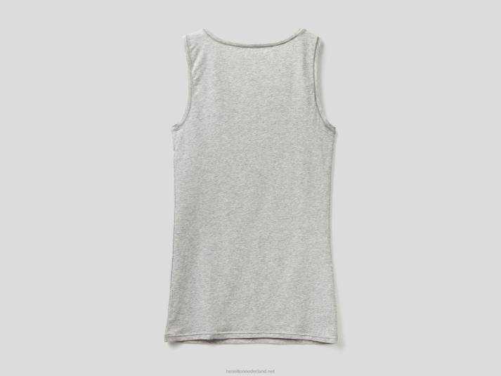 vrouwen Benetton tanktop van superstretch biologisch katoen lichtgrijs 4R624325