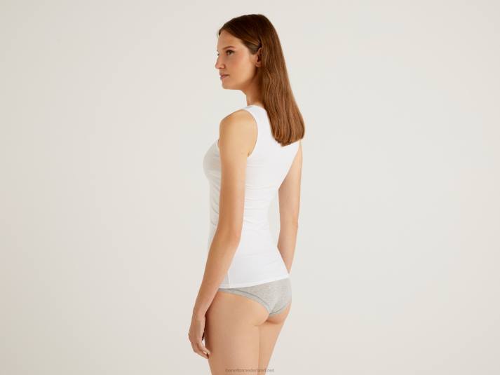 vrouwen Benetton tanktop van superstretch biologisch katoen wit 4R621044