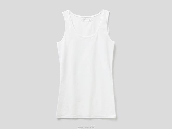 vrouwen Benetton tanktop van superstretch biologisch katoen wit 4R621044