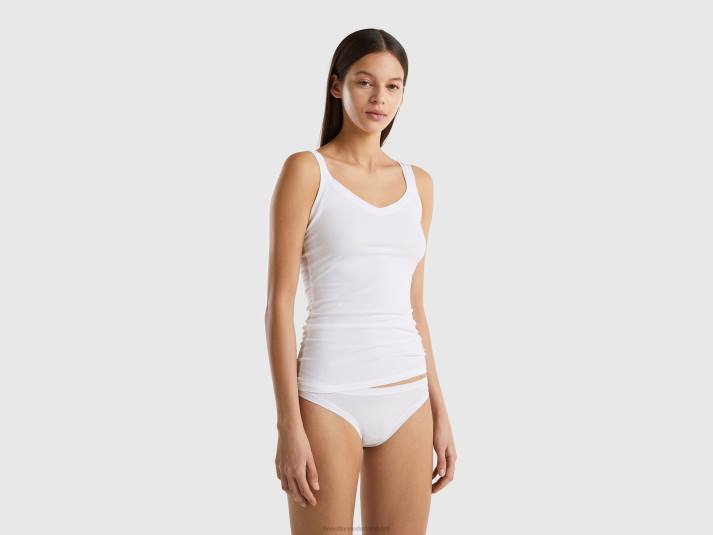 vrouwen Benetton tanktop van superstretch biologisch katoen wit 4R621098