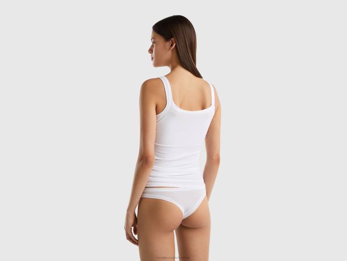 vrouwen Benetton tanktop van superstretch biologisch katoen wit 4R624354