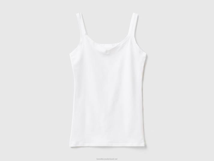 vrouwen Benetton tanktop van superstretch biologisch katoen wit 4R624354