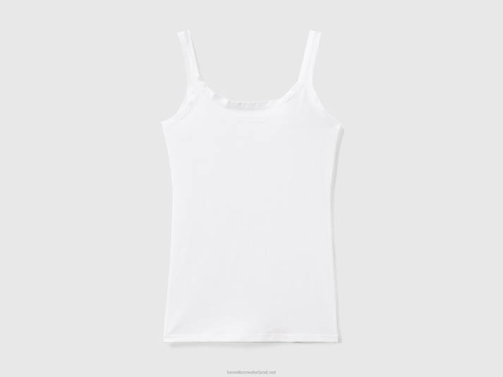 vrouwen Benetton tanktop van superstretch biologisch katoen wit 4R624354