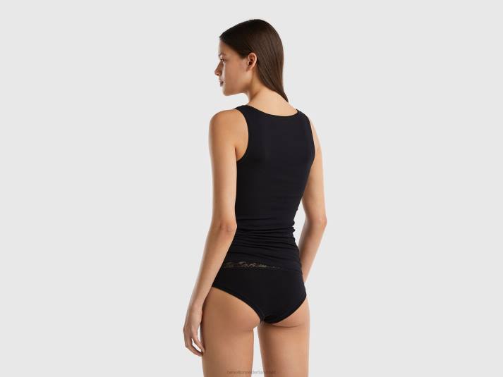 vrouwen Benetton tanktop van superstretch biologisch katoen zwart 4R621058