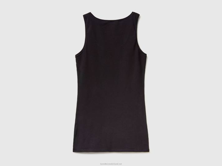 vrouwen Benetton tanktop van superstretch biologisch katoen zwart 4R621058