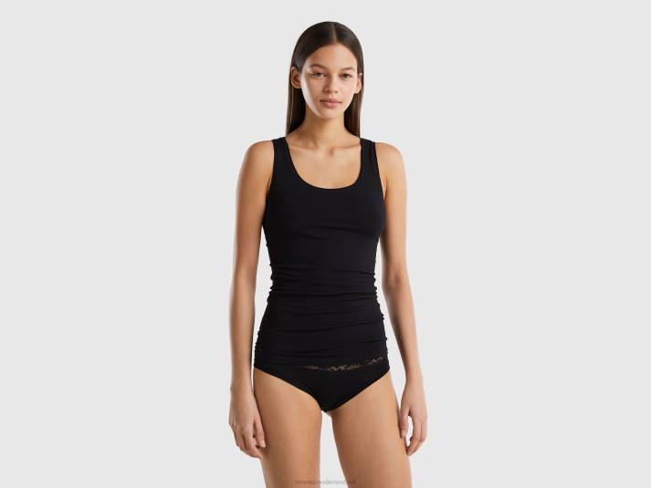 vrouwen Benetton tanktop van superstretch biologisch katoen zwart 4R624296