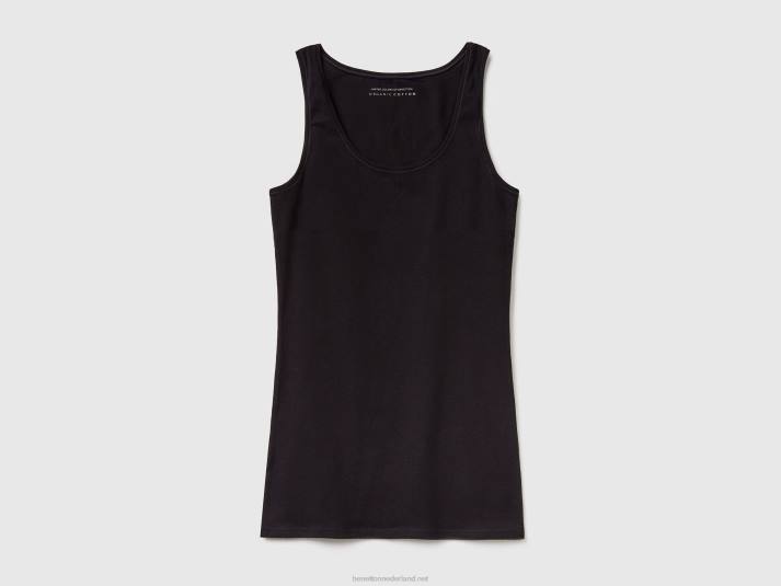 vrouwen Benetton tanktop van superstretch biologisch katoen zwart 4R624296