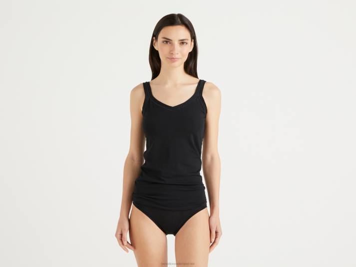 vrouwen Benetton tanktop van superstretch biologisch katoen zwart 4R624311