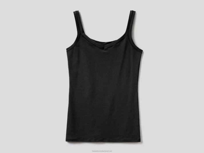 vrouwen Benetton tanktop van superstretch biologisch katoen zwart 4R624311