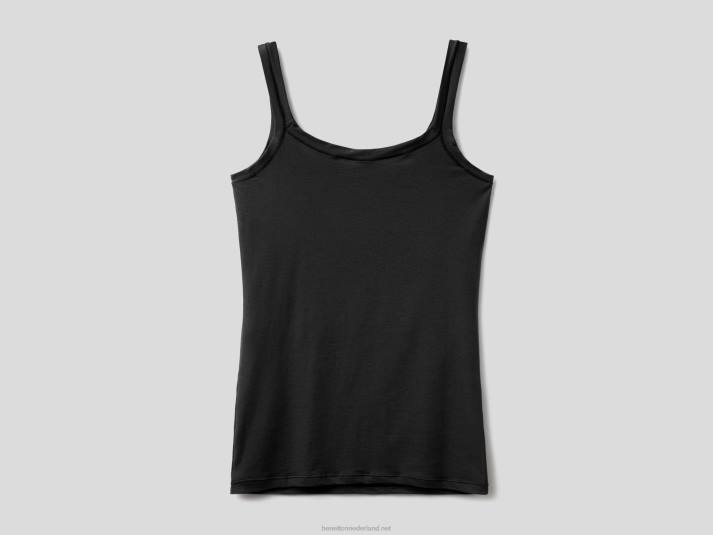 vrouwen Benetton tanktop van superstretch biologisch katoen zwart 4R624311