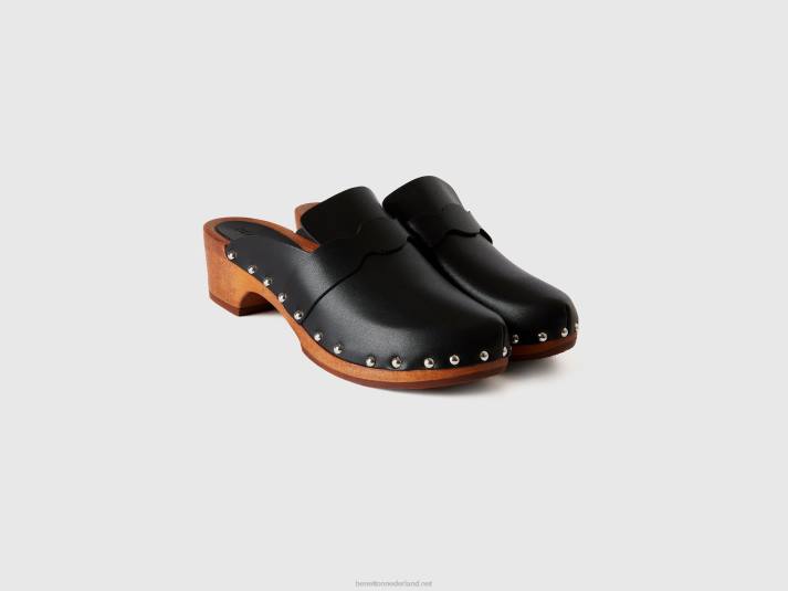 vrouwen Benetton klompen met studs zwart 4R62793