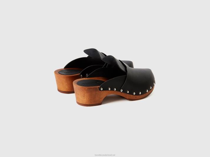 vrouwen Benetton klompen met studs zwart 4R62793