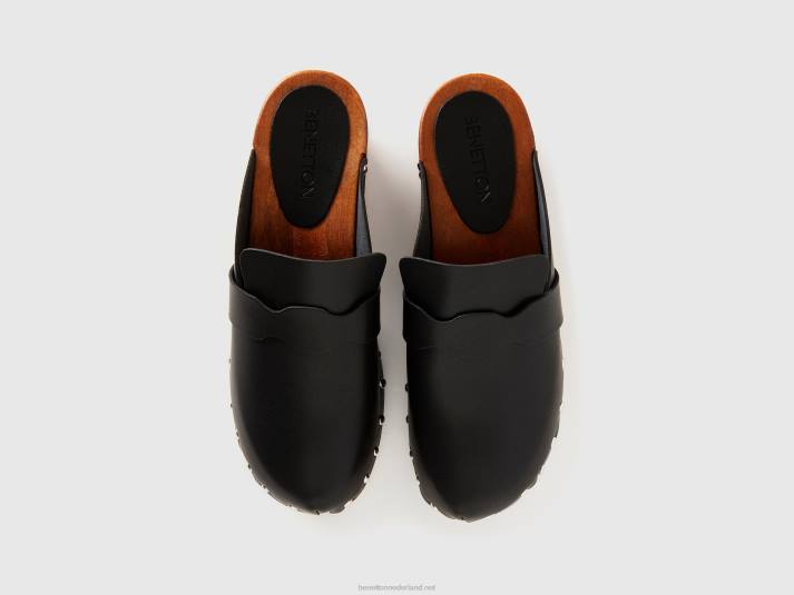 vrouwen Benetton klompen met studs zwart 4R62793