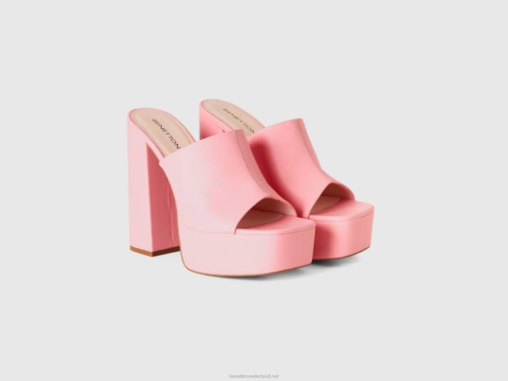 vrouwen Benetton roze muiltjes met hak en plateau roze 4R62824