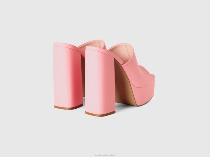 vrouwen Benetton roze muiltjes met hak en plateau roze 4R62824