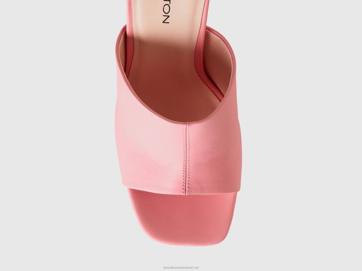 vrouwen Benetton roze muiltjes met hak en plateau roze 4R62824