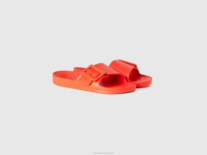 vrouwen Benetton open pantoffels met band oranje 4R62883