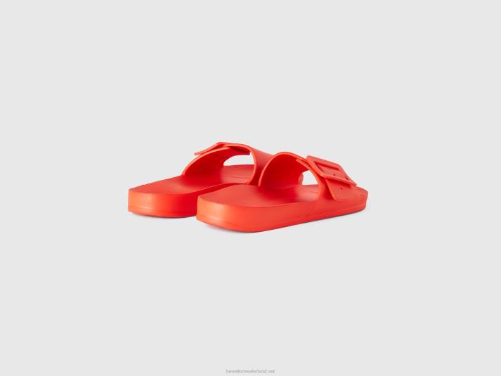 vrouwen Benetton open pantoffels met band oranje 4R62883