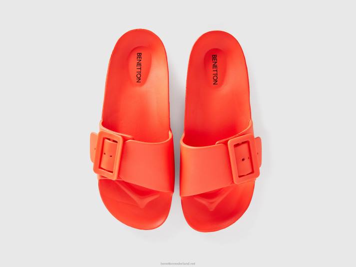 vrouwen Benetton open pantoffels met band oranje 4R62883