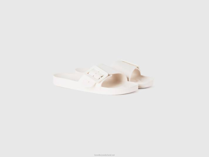 vrouwen Benetton open pantoffels met band wit 4R62760