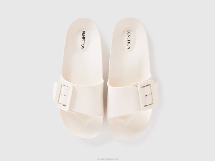 vrouwen Benetton open pantoffels met band wit 4R62760