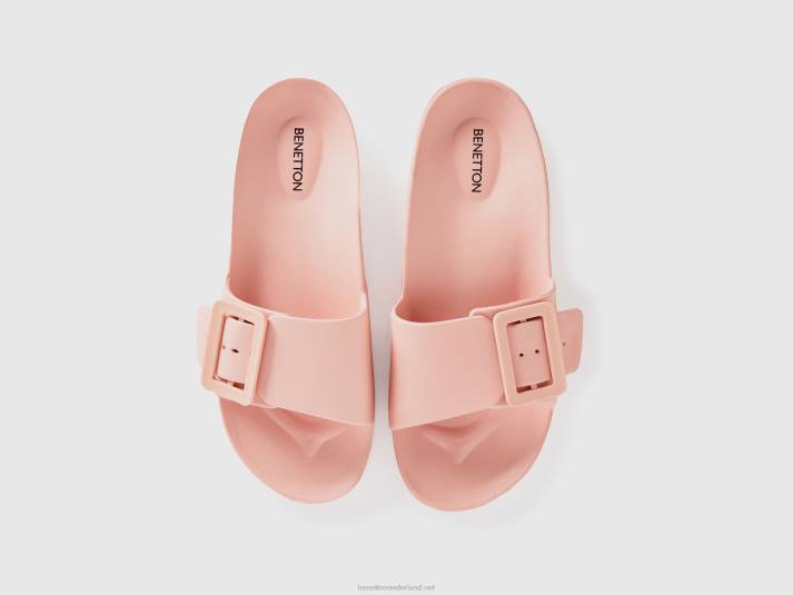 vrouwen Benetton open pantoffels met band zacht roze 4R62732