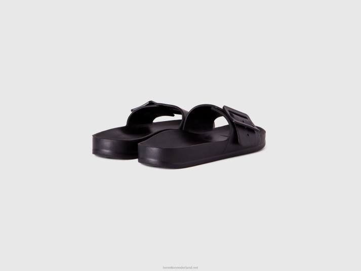 vrouwen Benetton open pantoffels met band zwart 4R62798