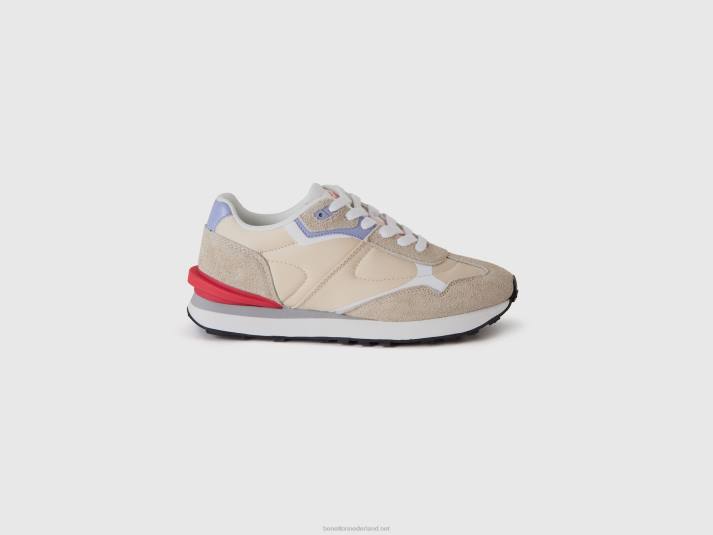 vrouwen Benetton sneakers van nylon en leer wit 4R62736