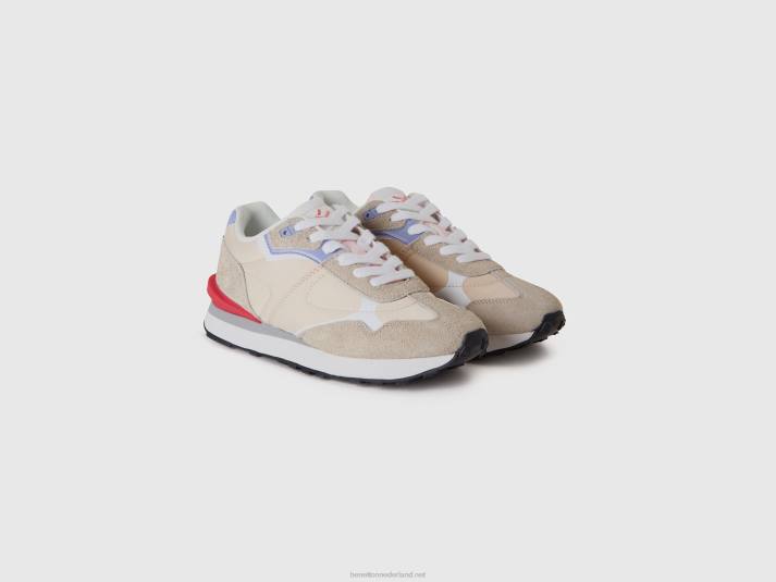 vrouwen Benetton sneakers van nylon en leer wit 4R62736