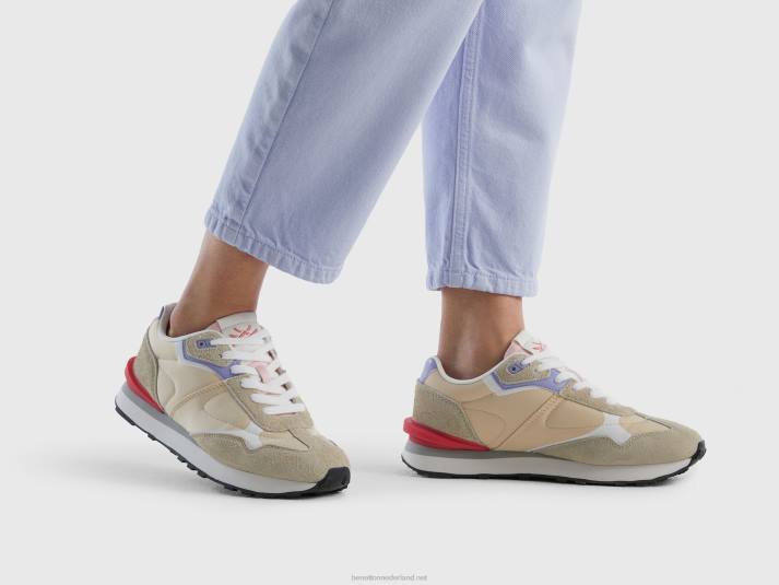 vrouwen Benetton sneakers van nylon en leer wit 4R62736