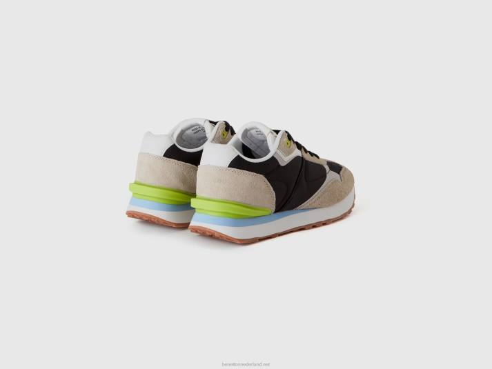 vrouwen Benetton sneakers van nylon en leer zwart 4R62713