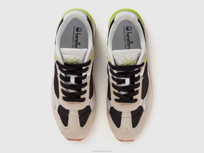 vrouwen Benetton sneakers van nylon en leer zwart 4R62713
