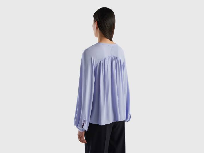 vrouwen Benetton 100% viscose blouse met lange mouwen lavendel 4R623996