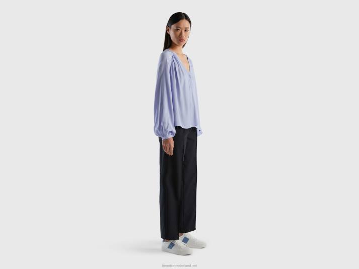 vrouwen Benetton 100% viscose blouse met lange mouwen lavendel 4R623996