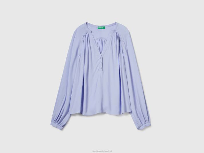 vrouwen Benetton 100% viscose blouse met lange mouwen lavendel 4R623996