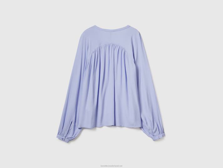vrouwen Benetton 100% viscose blouse met lange mouwen lavendel 4R623996