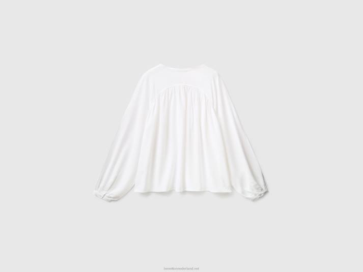 vrouwen Benetton 100% viscose blouse met lange mouwen wit 4R62503