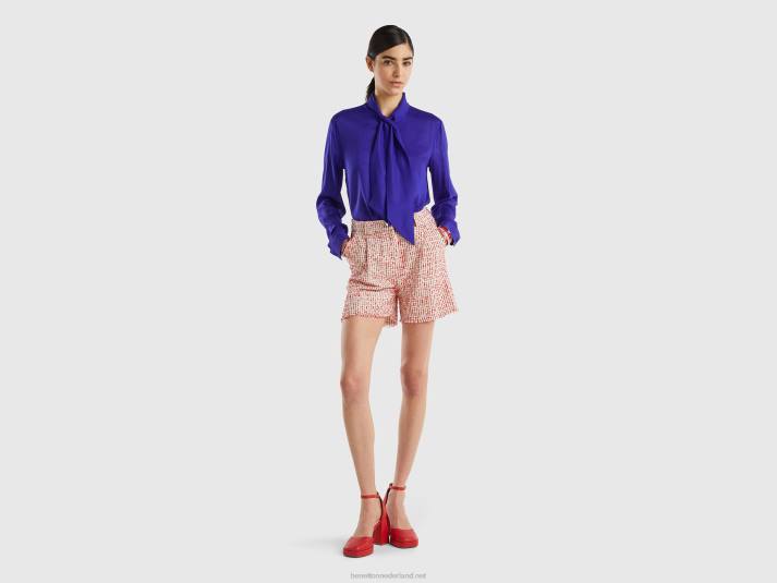 vrouwen Benetton blouse van viscose met strik helderblauw 4R623954