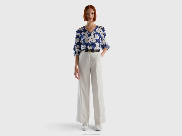 vrouwen Benetton zwierige bloemenblouse luchtmacht blauw 4R623991