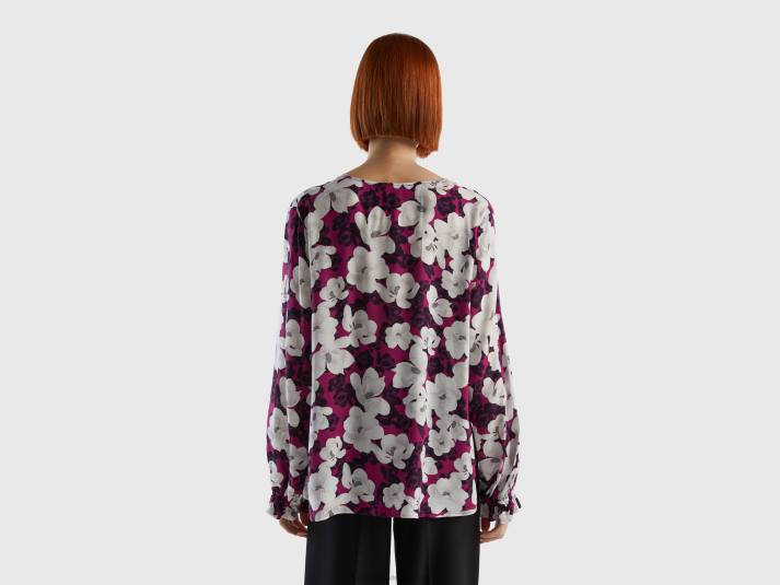 vrouwen Benetton zwierige bloemenblouse rood 4R62524