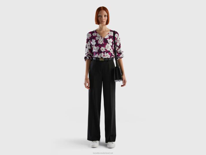vrouwen Benetton zwierige bloemenblouse rood 4R62524